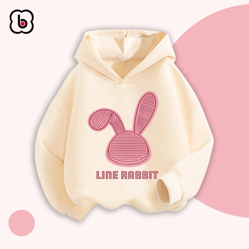 Áo nỉ cho bé BabyloveGO 2024 áo hoodie chất nỉ da cá dày dặn cho bé in hình Rabit