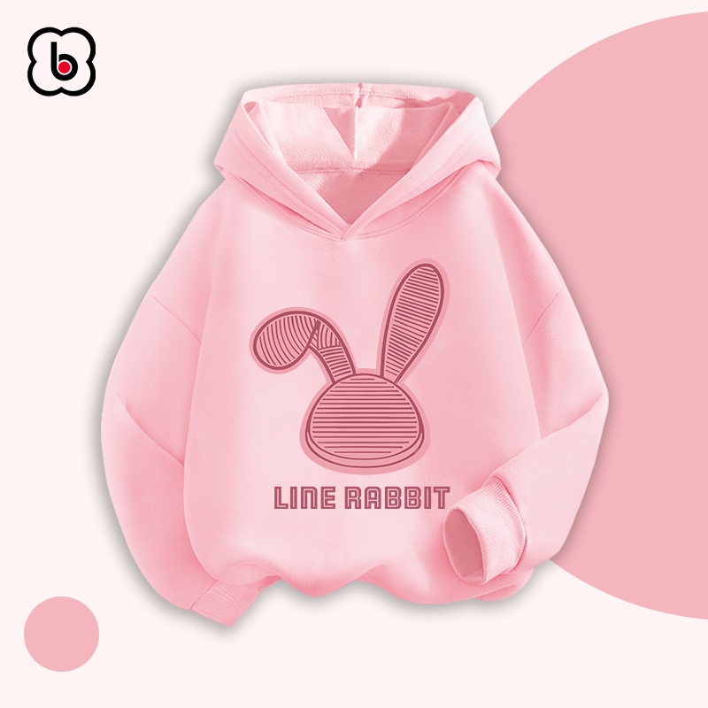 Áo nỉ cho bé BabyloveGO 2024 áo hoodie chất nỉ da cá dày dặn cho bé in hình Rabit