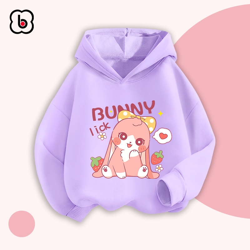 Áo nỉ cho bé BabyloveGO 2024 áo hoodie chất nỉ da cá dày dặn cho bé in hình Rabit