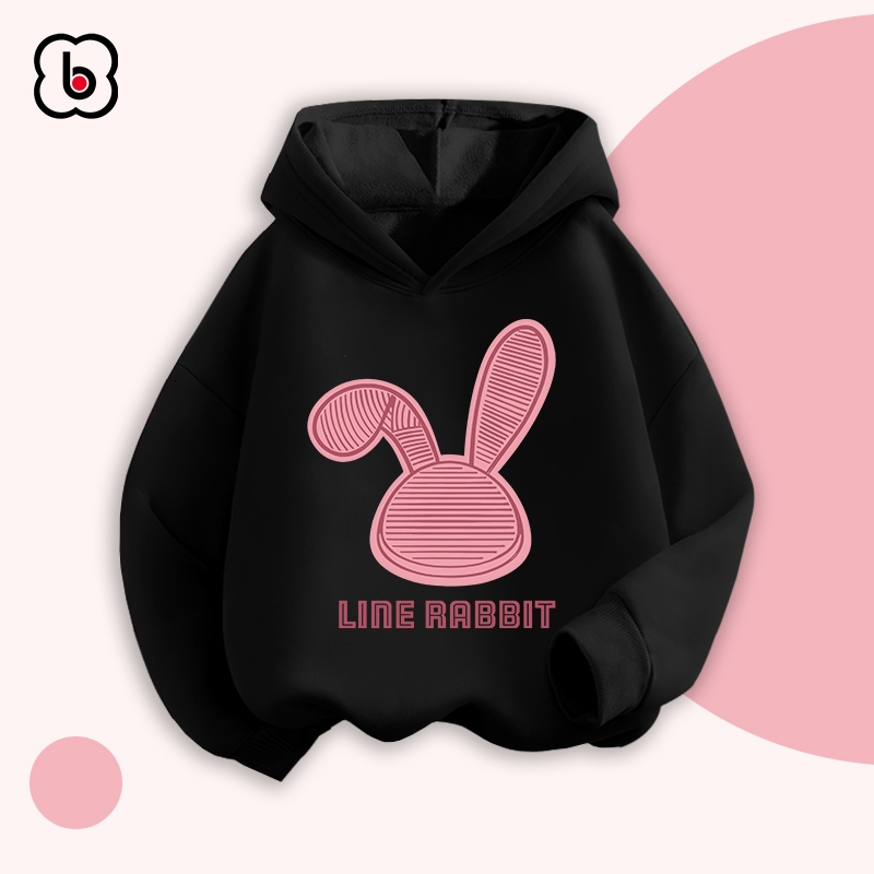 Áo nỉ cho bé BabyloveGO 2024 áo hoodie chất nỉ da cá dày dặn cho bé in hình Rabit