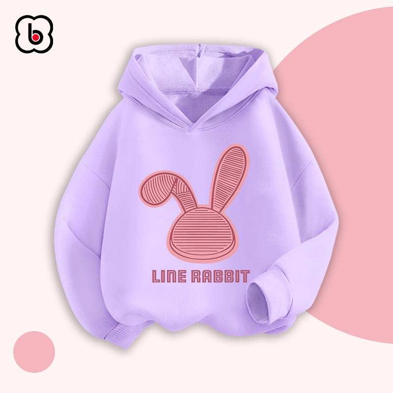 Áo nỉ cho bé BabyloveGO 2024 áo hoodie chất nỉ da cá dày dặn cho bé in hình Rabit