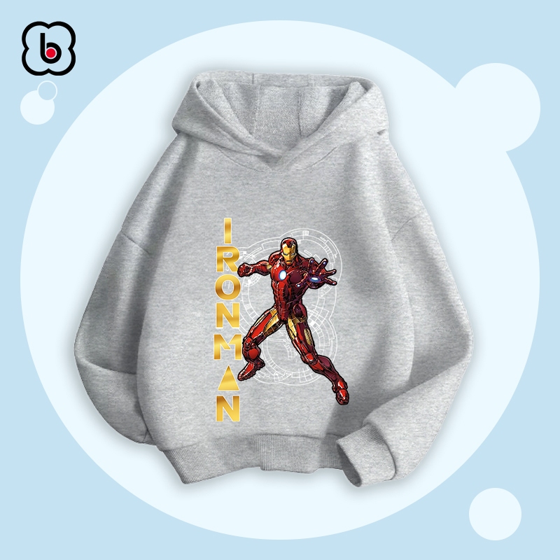 Áo hoodie bé trai BabyloveGO 2024 áo nỉ cho bé có mũ size 10kg đến 35kg in hình siêu anh hùng