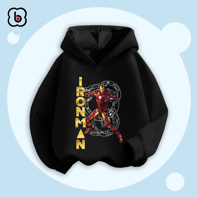 Áo hoodie bé trai BabyloveGO 2024 áo nỉ cho bé có mũ size 10kg đến 35kg in hình siêu anh hùng