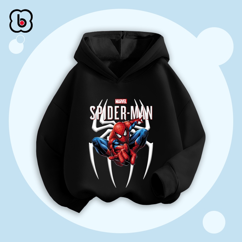 Áo hoodie bé trai BabyloveGO 2024 áo nỉ cho bé có mũ size 10kg đến 35kg in hình siêu anh hùng