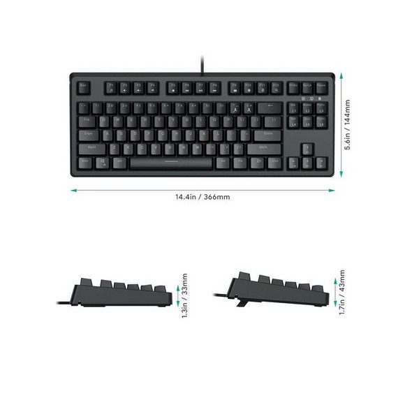 Bàn phím Aukey KMG14 - Blue Switch - Black - Phím ABS -Bảo Hành 12 Tháng
