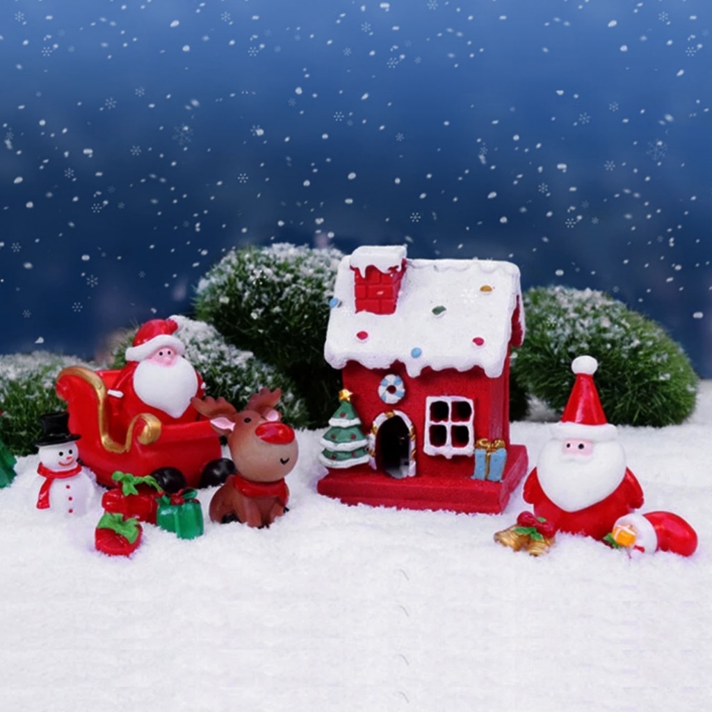 Mô hình ông già Noel, người tuyết, cây thông, trang trí tiểu cảnh Giáng Sinh, Christmas terarrium