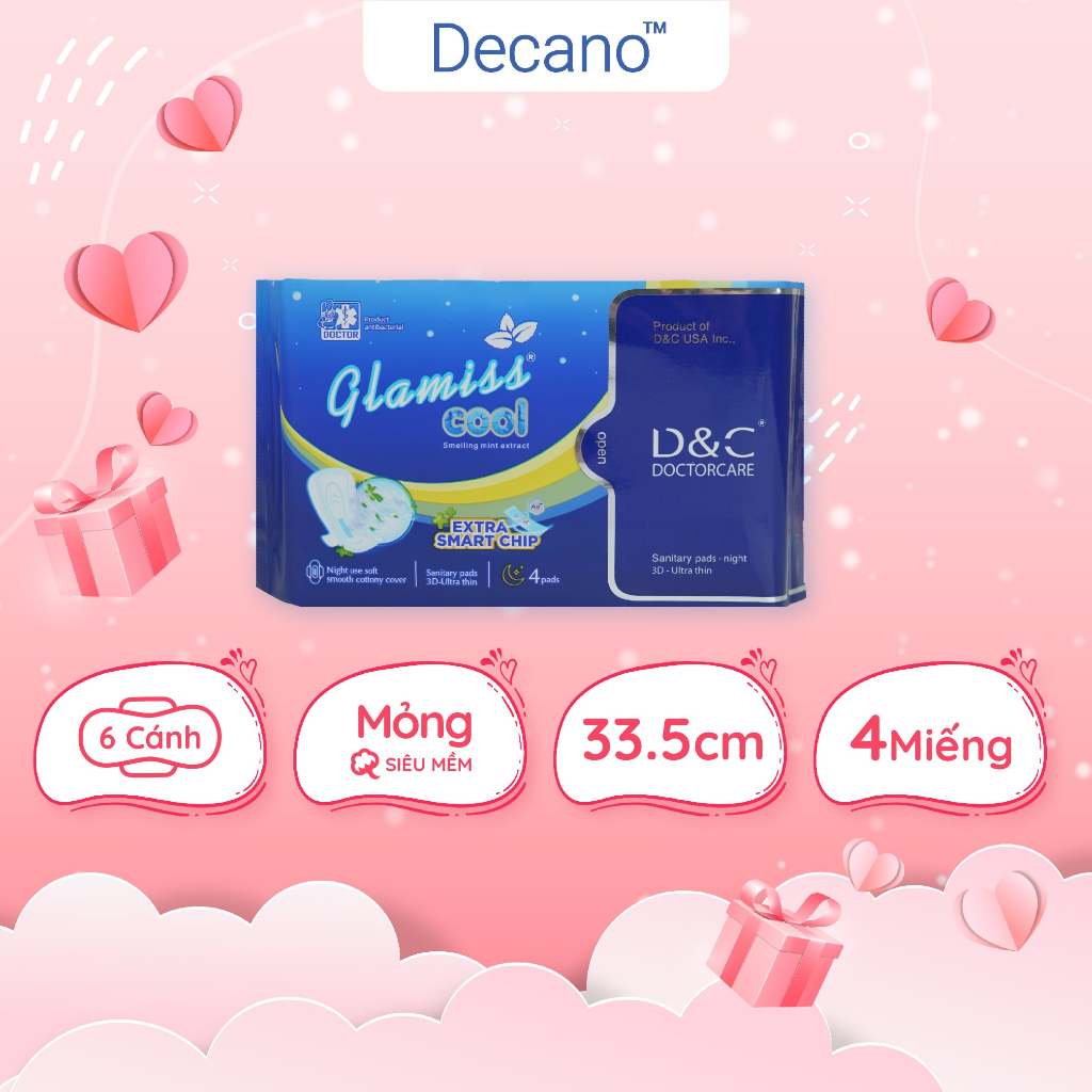 Băng vệ sinh thảo dược Glamiss Cool Extra ban đêm, băng vệ sinh chống tràn siêu the mát công nghệ Nhật Bản