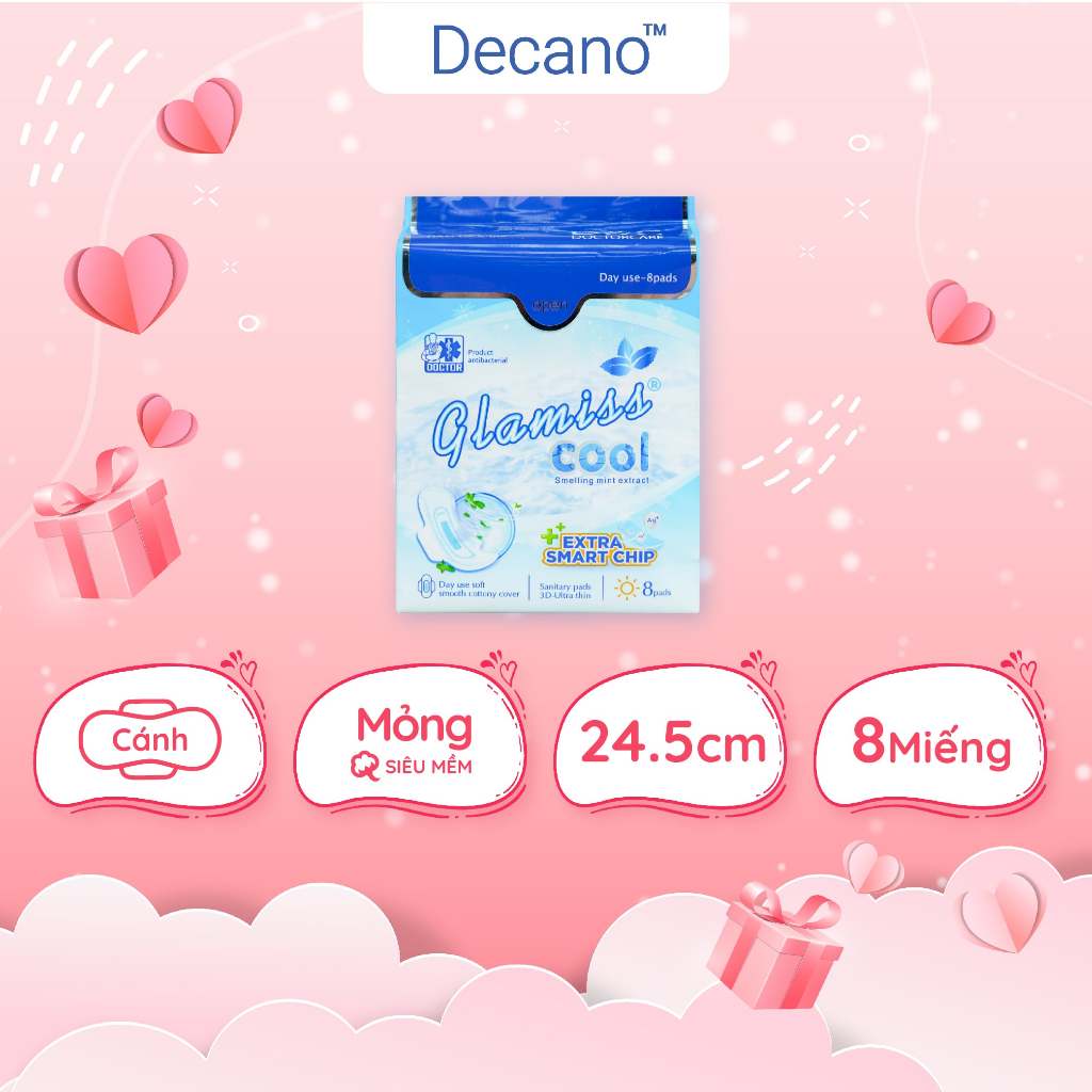 Băng vệ sinh thảo dược Glamiss Cool Extra ban ngày, băng vệ sinh công nghệ kháng khuẩn cao cấp Nhật Bản