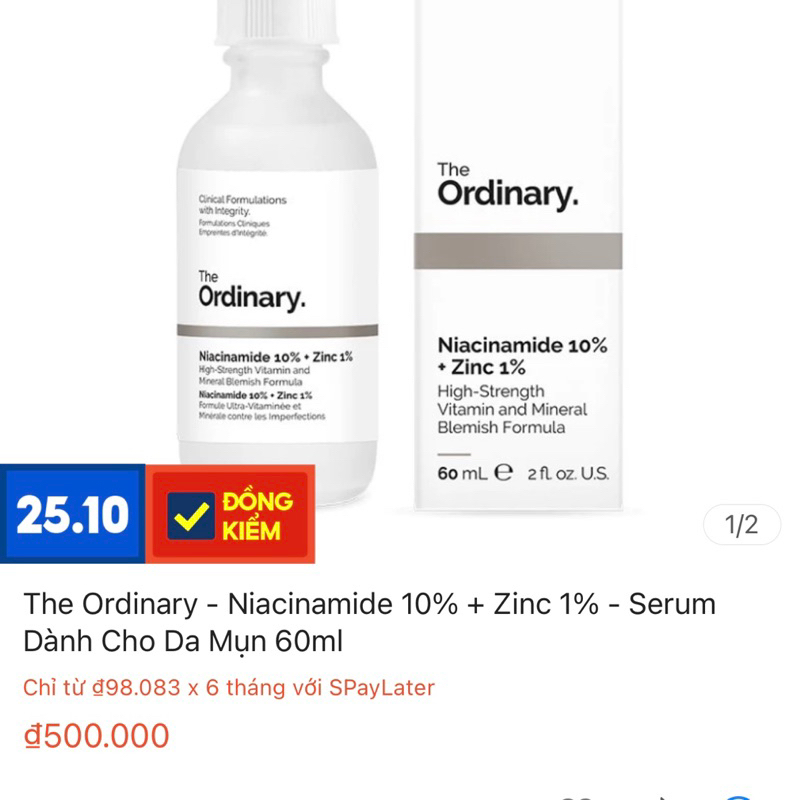 Tinh chất sáng da, mờ thâm The Ordinary Niacinamide 10% + ZinC 1%