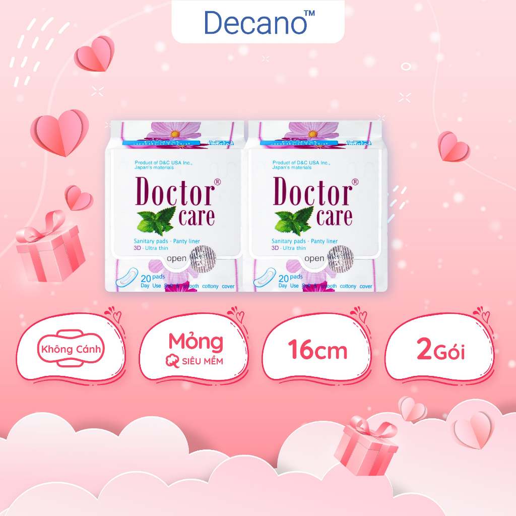 Bộ 2 gói băng vệ sinh thảo dược Doctor Care hàng ngày 16cm hương thơm bạc hà the mát Decano Store