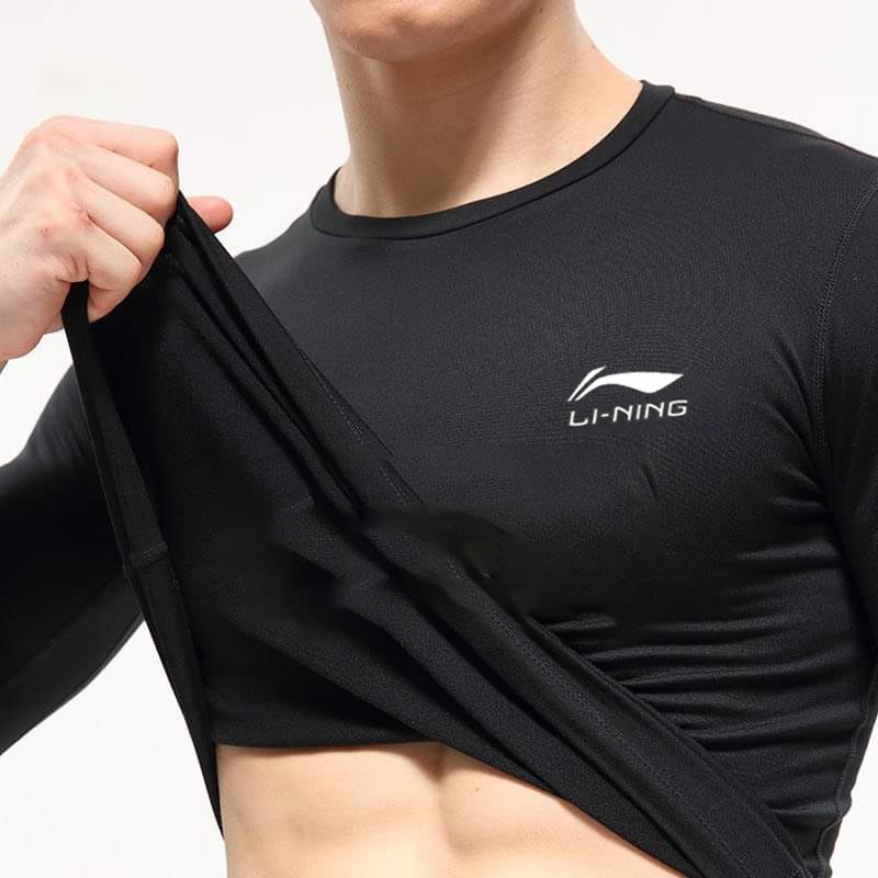 Áo thun nam dài tay 💎𝑭𝑹𝑬𝑬𝑺𝑯𝑰𝑷💎 áo giữ nhiệt nam thể thao cao cấp Lyning co giãn thoải mái vận động