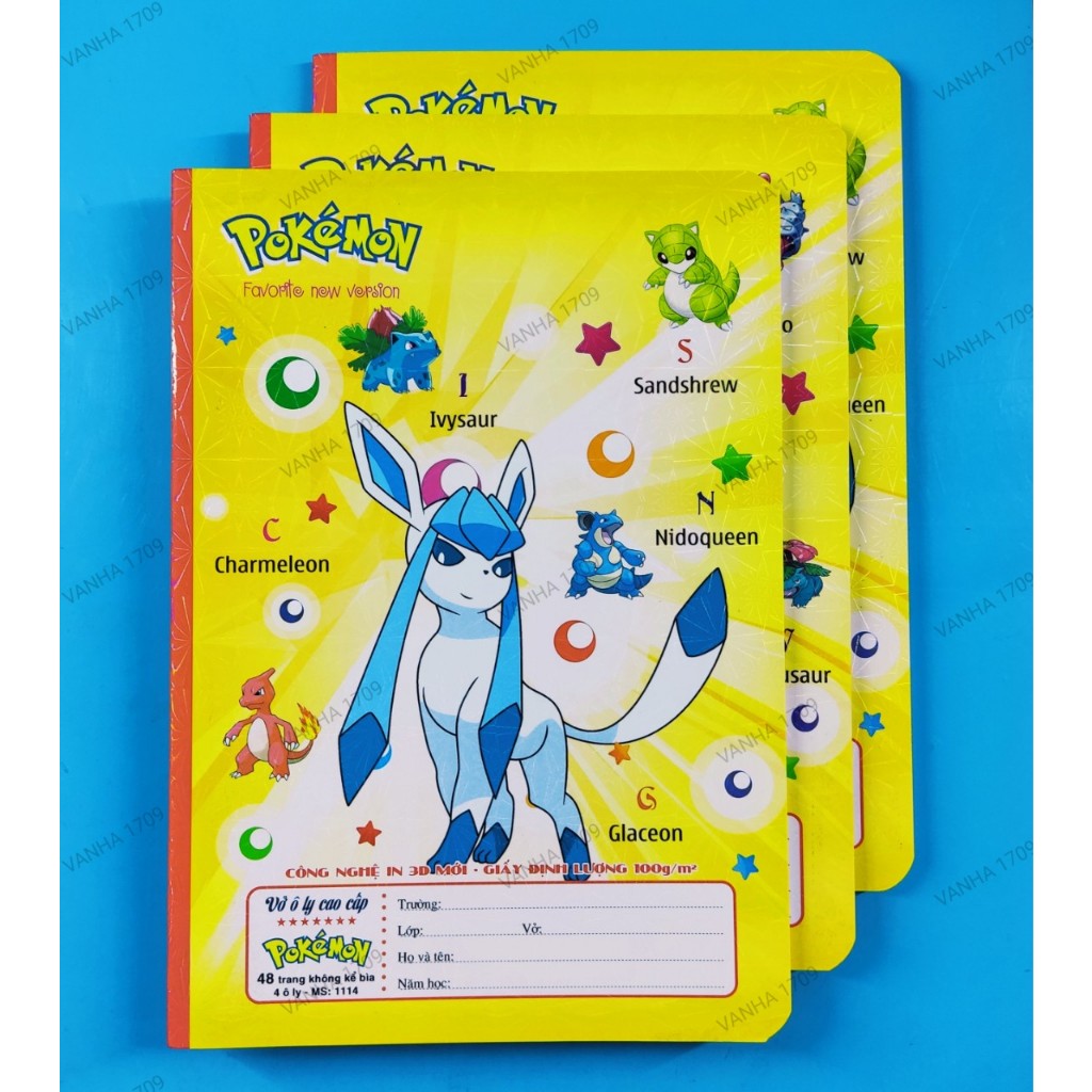 HẢI TIẾN Tập vở 4 ô ly cao cấp POKEMON 48 trang.