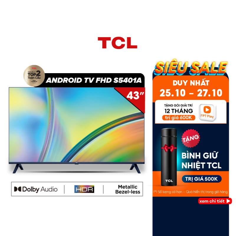 Smart Tivi TCL HD 43 Inch 43S5401A - Miễn phí lắp đặt