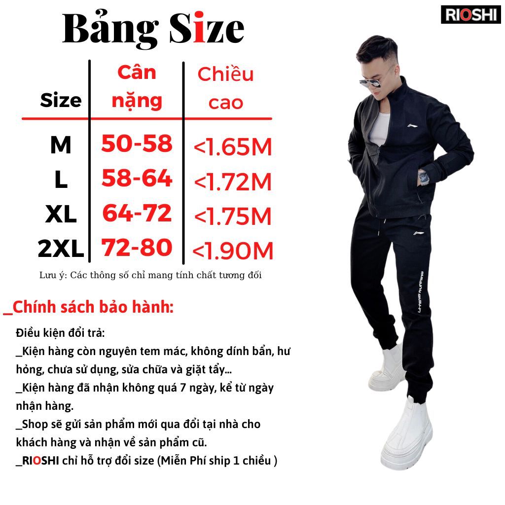 Bộ nỉ thể thao nam kéo khoá cao cấp dày dặn hàng hiệu Rioshi RD67 - Set bộ thu đông nam dài tay 2023 Hàng Xuất Dư