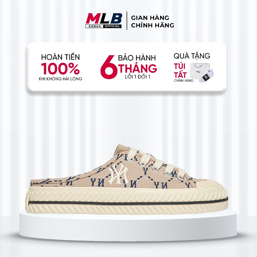 Giày MLB Playball Mule Monogram màu Nâu Chính Hãng