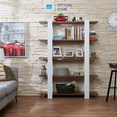 Kệ Sách 5 Tầng Màu Walnut Và Trắng SIB DECOR KS258