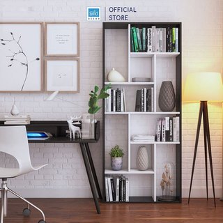 Kệ Sách Để Sàn Lắp Ghép Màu Trắng Đen Hiện Đại SIB Decor, Dễ Dàng Lắp Ráp - KS304