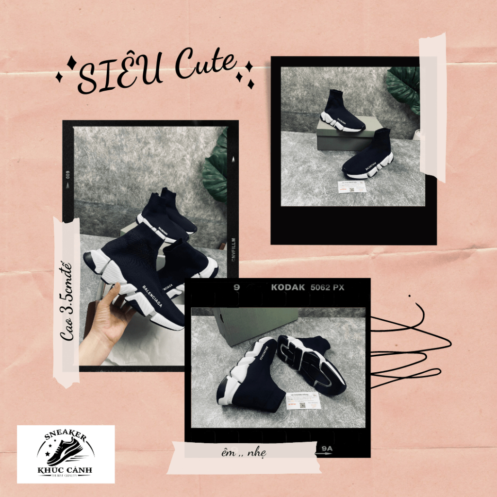 Giày sneaker Balen speed 2.0 black white