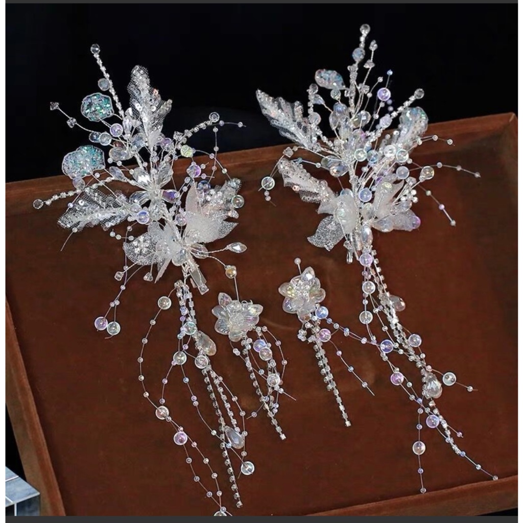 Sét Hoa Cài Tóc Kèm Bông Tai mã W1210