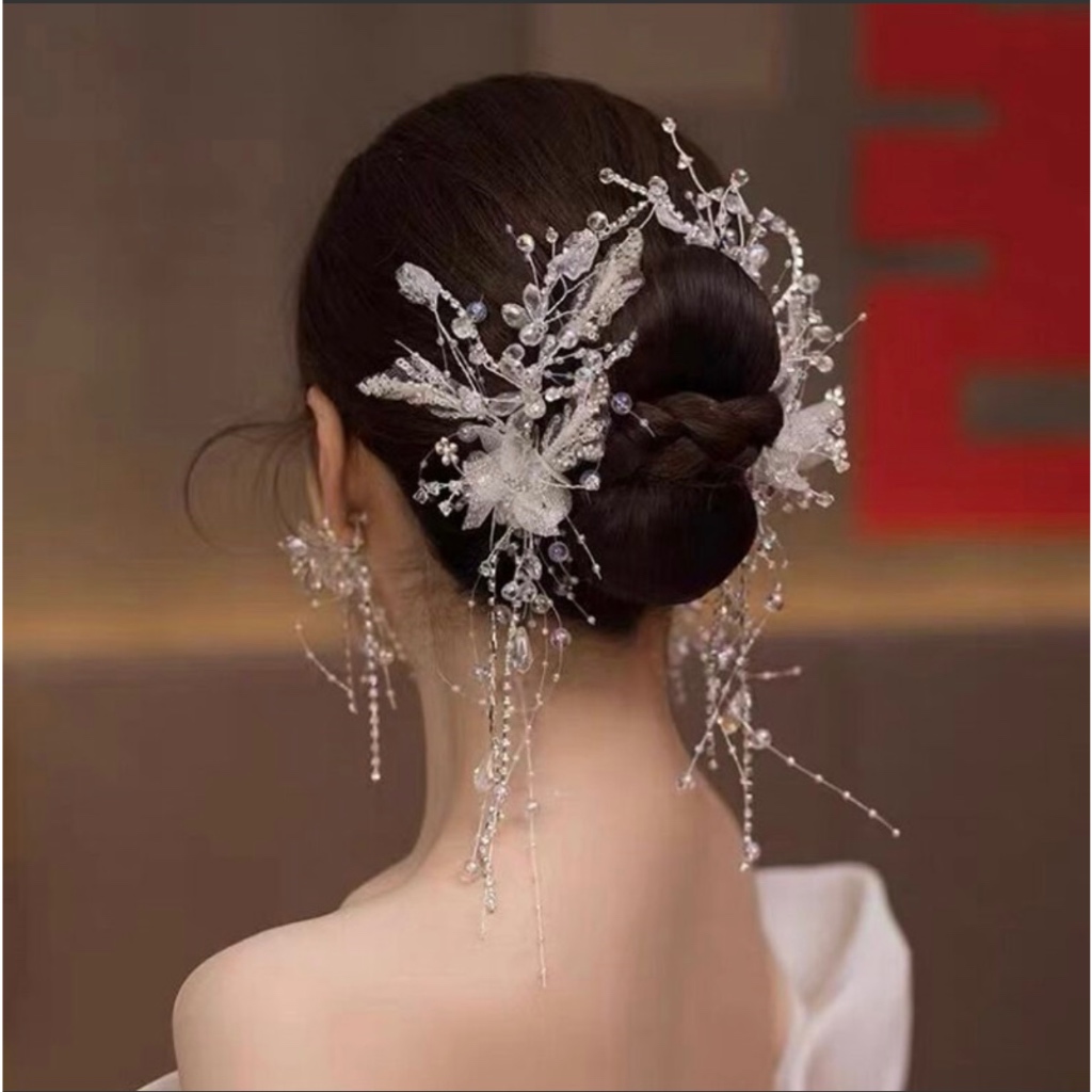 Sét Hoa Cài Tóc Kèm Bông Tai mã W1210