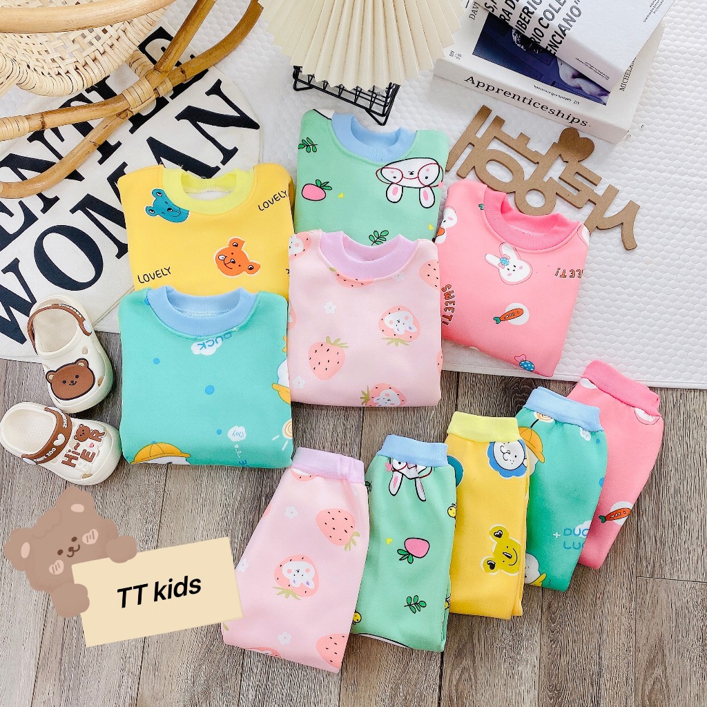 Bộ nỉ bông cho bé - Com bo 5 bộ nỉ bông cho bé gái 7-15kg