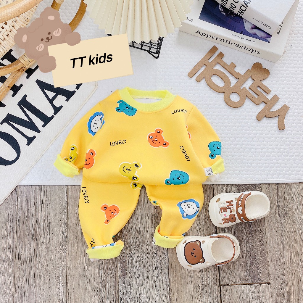 Bộ nỉ bông cho bé - Com bo 5 bộ nỉ bông cho bé gái 7-15kg