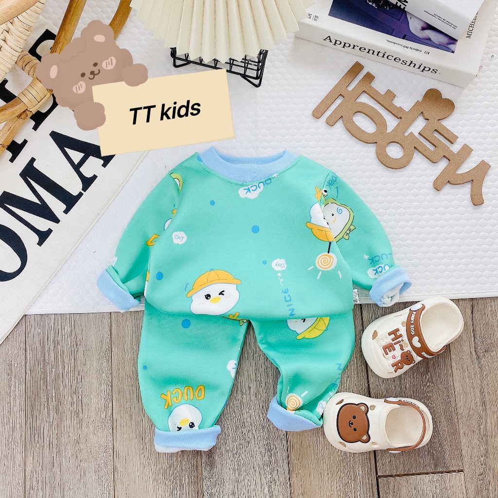 Bộ nỉ bông cho bé - Com bo 5 bộ nỉ bông cho bé gái 7-15kg