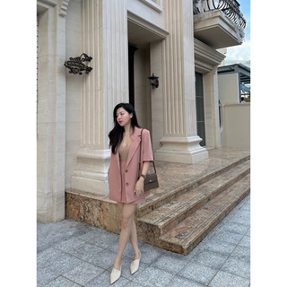 889 set áo blazer tay lửng và chân váy chữ A lót quần