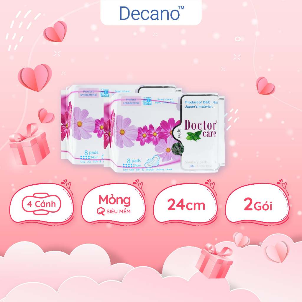 Bộ 2 gói băng vệ sinh thảo dược Doctor Care ban ngày siêu thấm hút 24cm Decano Store
