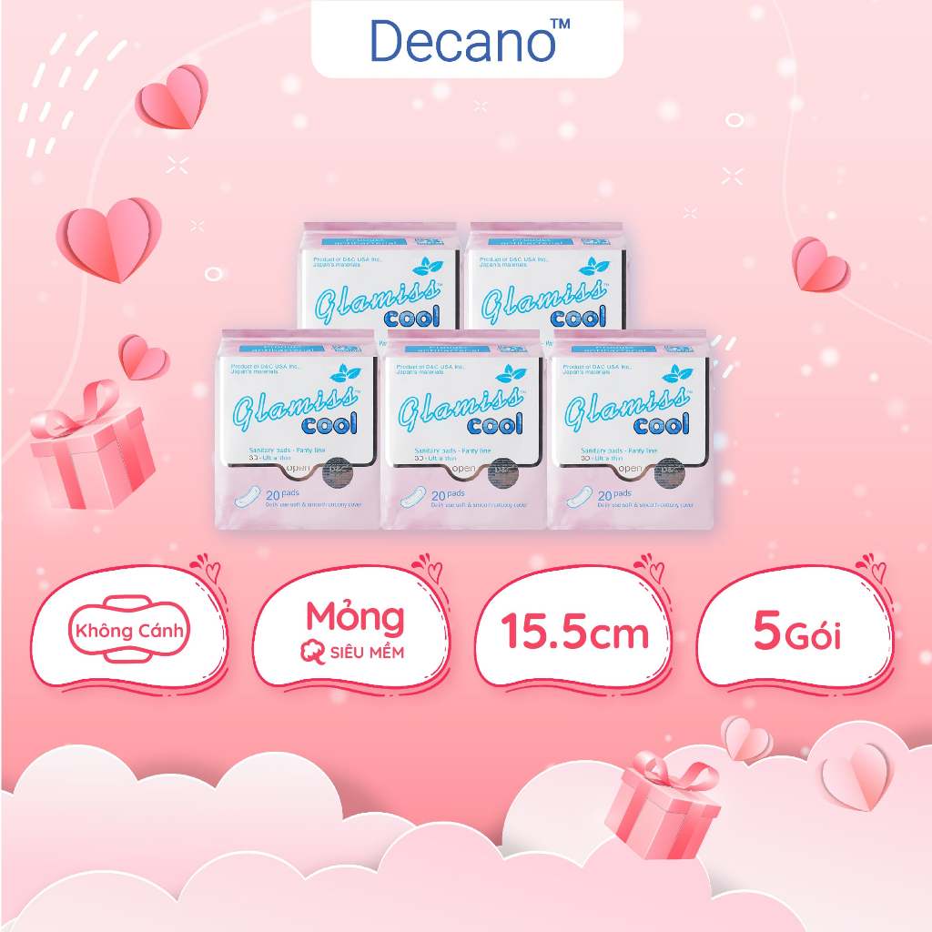 Combo 5 gói băng vệ sinh thảo dược Glamiss hàng ngày 16cm Decano Store