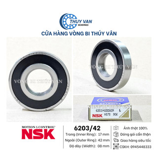 Vòng bi bạc đạn hạt tròn nhỡ 6203, ngoài 42, 6203/42, nắp cao su ddu hãng nsk