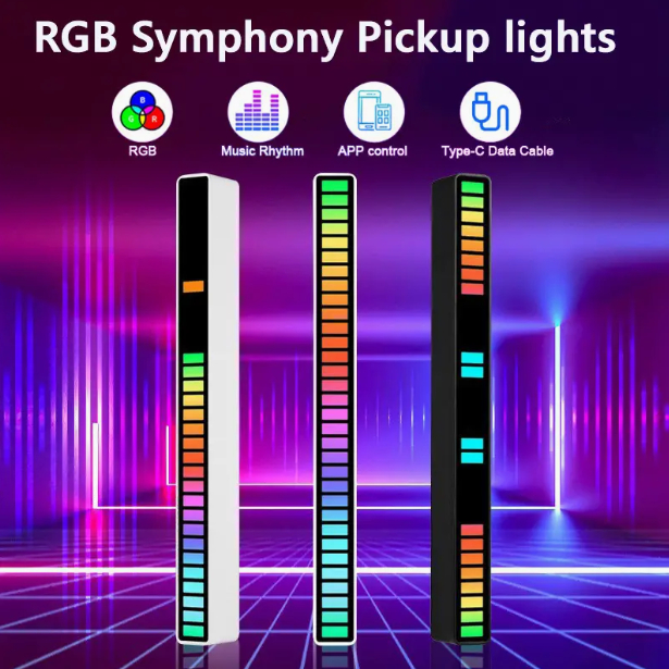 Thanh Đèn Led RGB Nháy Theo Nhạc 16/32/40 Bóng Cảm Biến Âm Thanh, Đèn Trang Trí Bàn Làm Việc PC