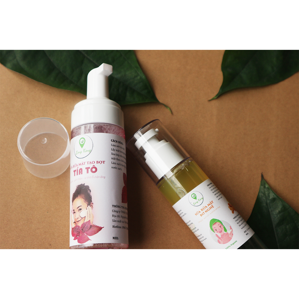 Sữa Rửa  Mặt Tía tô LengKengFarm Trắng Da, Giảm Mụn, Giảm Thâm Nám