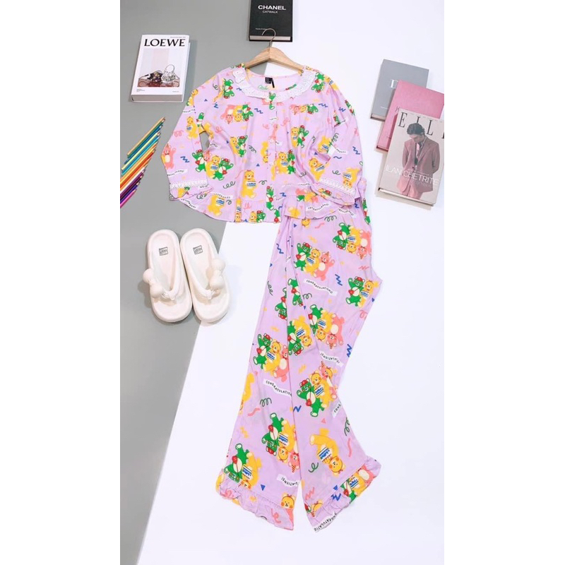 Tole Tay Dài Quần Dài Cổ Ren