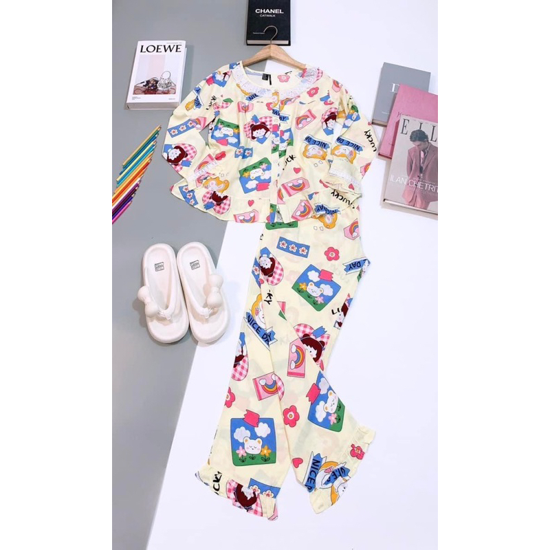 Tole Tay Dài Quần Dài Cổ Ren