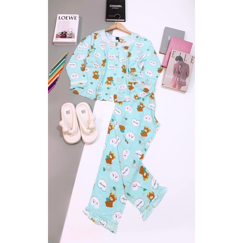 Tole Tay Dài Quần Dài Cổ Ren