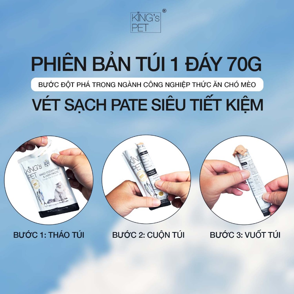 Pate Gà Cá King’s Pet Túi 70gr Thức Ăn Cho Chó Mèo (lốc 12 túi)