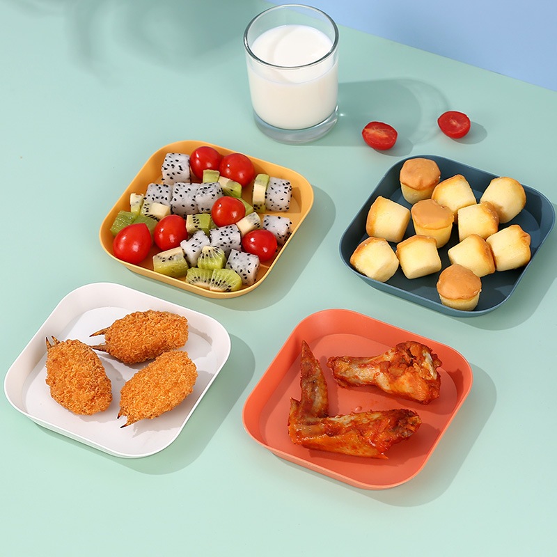 Set 8 Đĩa Nhựa Lúa Mạch Màu Pastel Đựng Bánh Kẹo Nhiều Màu