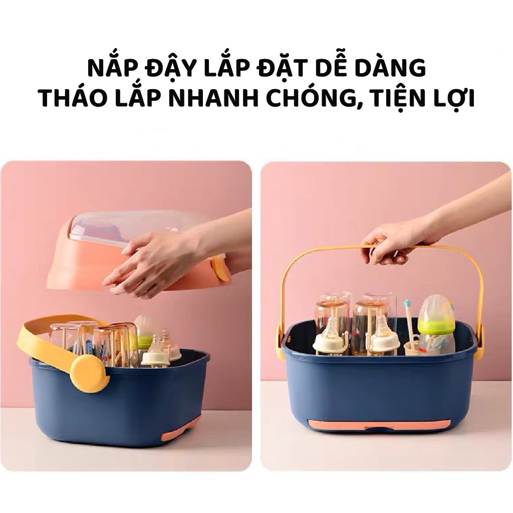 Khay úp bình sữa V-Baby MT1 và V-Baby MT2 có nắp đậy an toàn cho bé