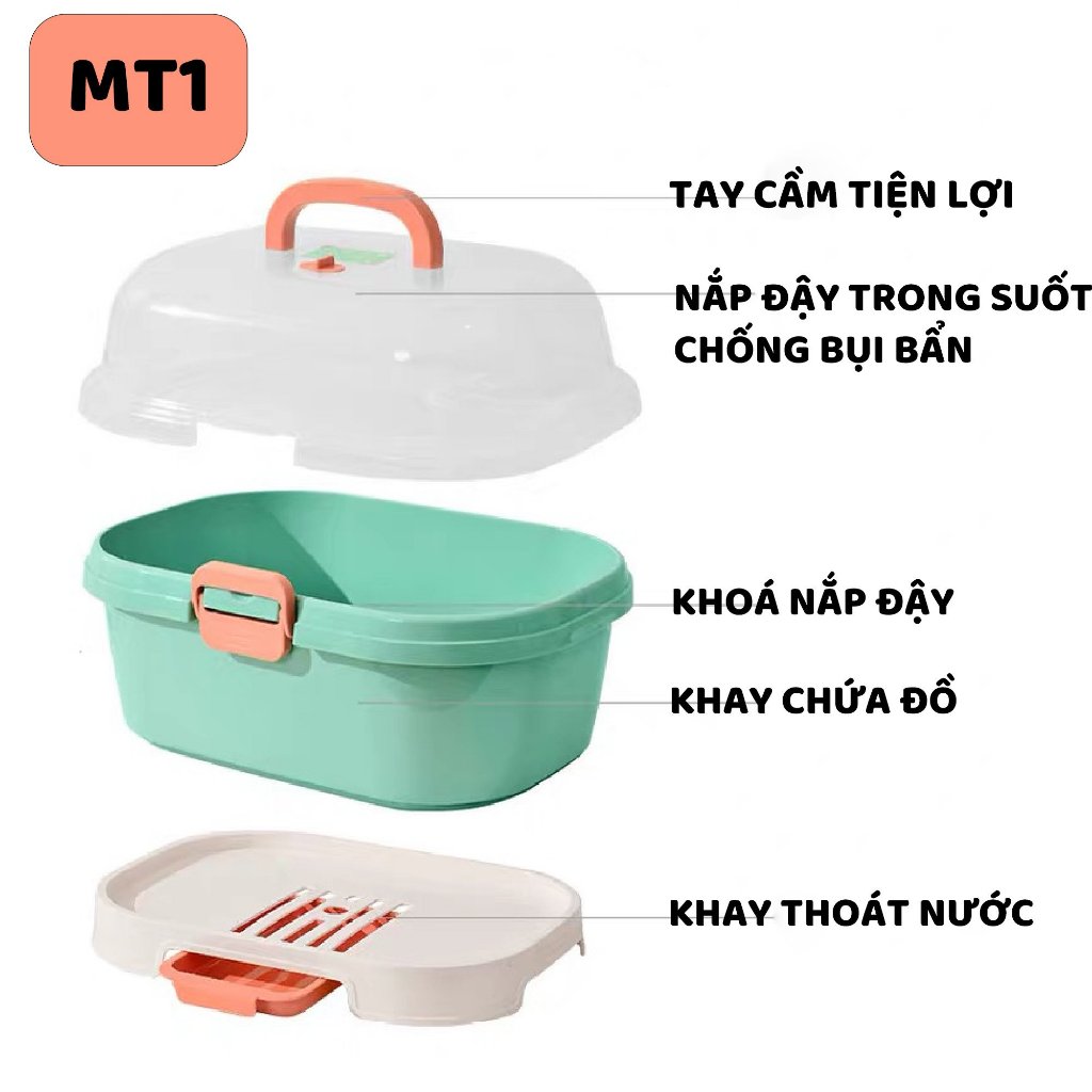 Khay úp bình sữa V-Baby MT1 và V-Baby MT2 có nắp đậy an toàn cho bé