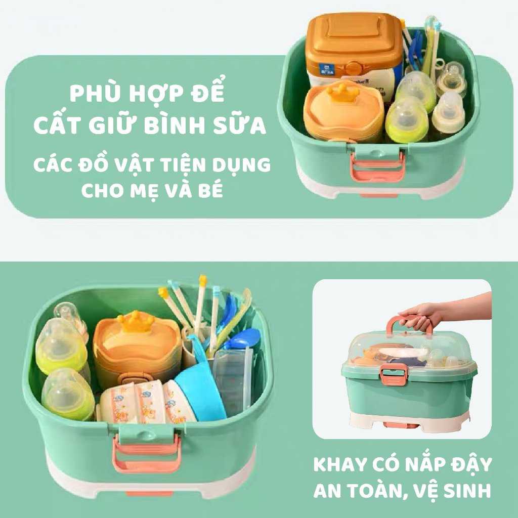 Khay úp bình sữa V-Baby MT1 và V-Baby MT2 có nắp đậy an toàn cho bé