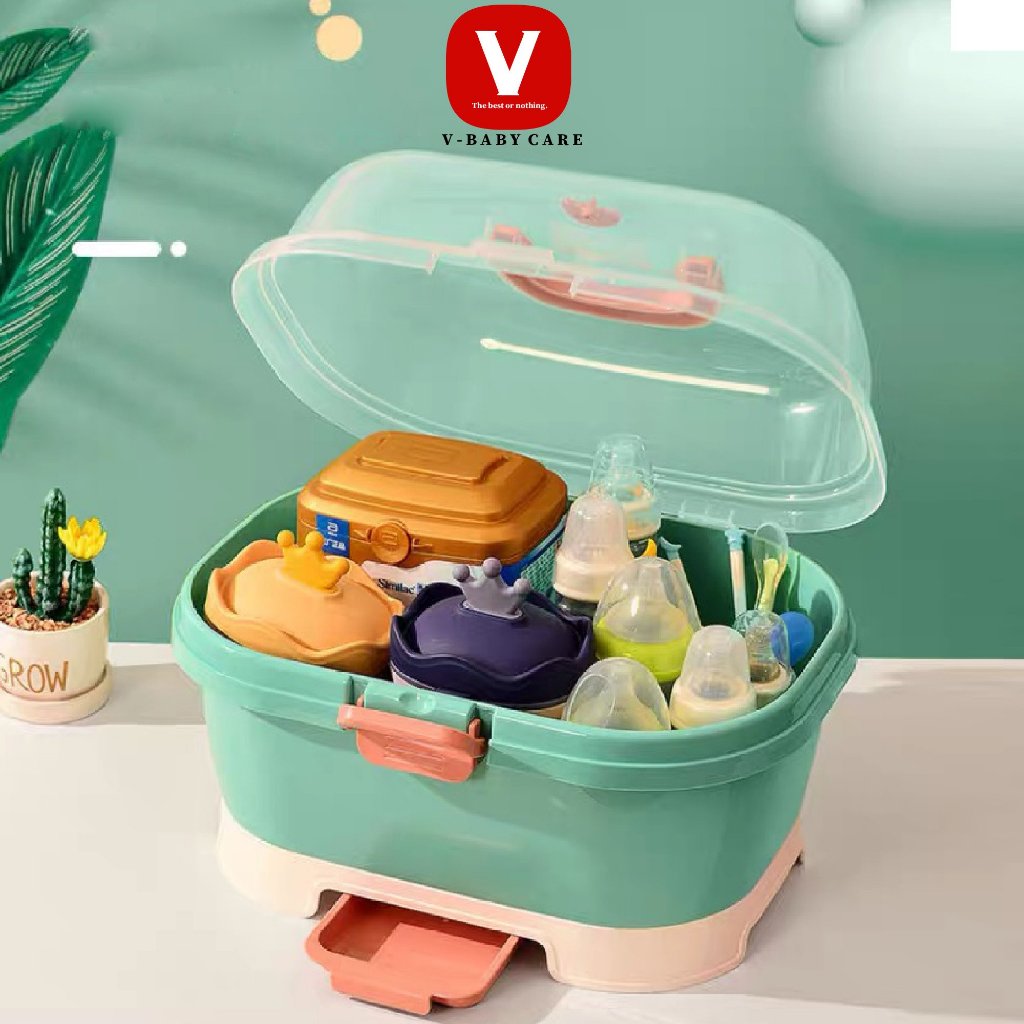 Khay úp bình sữa V-Baby MT1 và V-Baby MT2 có nắp đậy an toàn cho bé