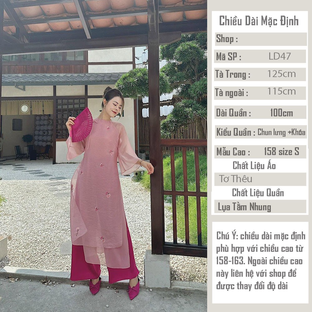 Bigsize Áo Dài Cách Tân Nữ Tơ Thêu LD47