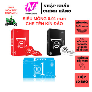  Bao cao su siêu mỏng 001 gân gai OiO vani bcs JiuYue bạc hà nhiều gel bôi trơn kéo dài thời gian 
