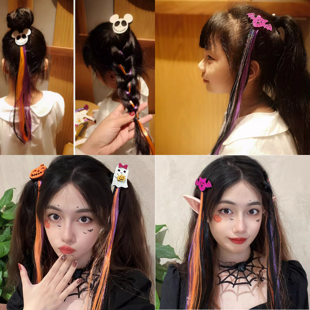 Băng đô bờm tóc hóa trang halloween cho bé hỏi chấm ? wifi thắt bím tóc tết buộc hai bên chấm than ! trái tim cà rốt cá