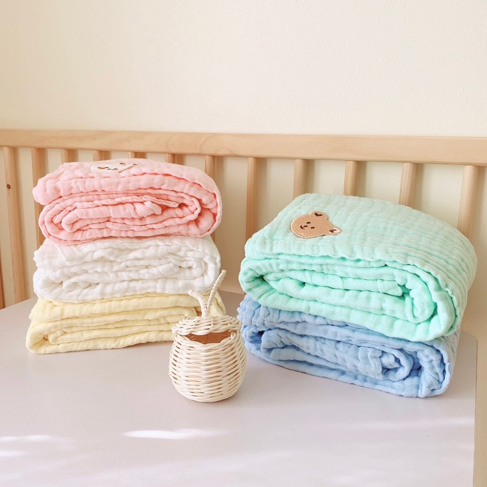 Khăn tắm cho bé chất xô nhăn 6 lớp Monona mềm mại, thấm hút tốt, màu xinh xắn