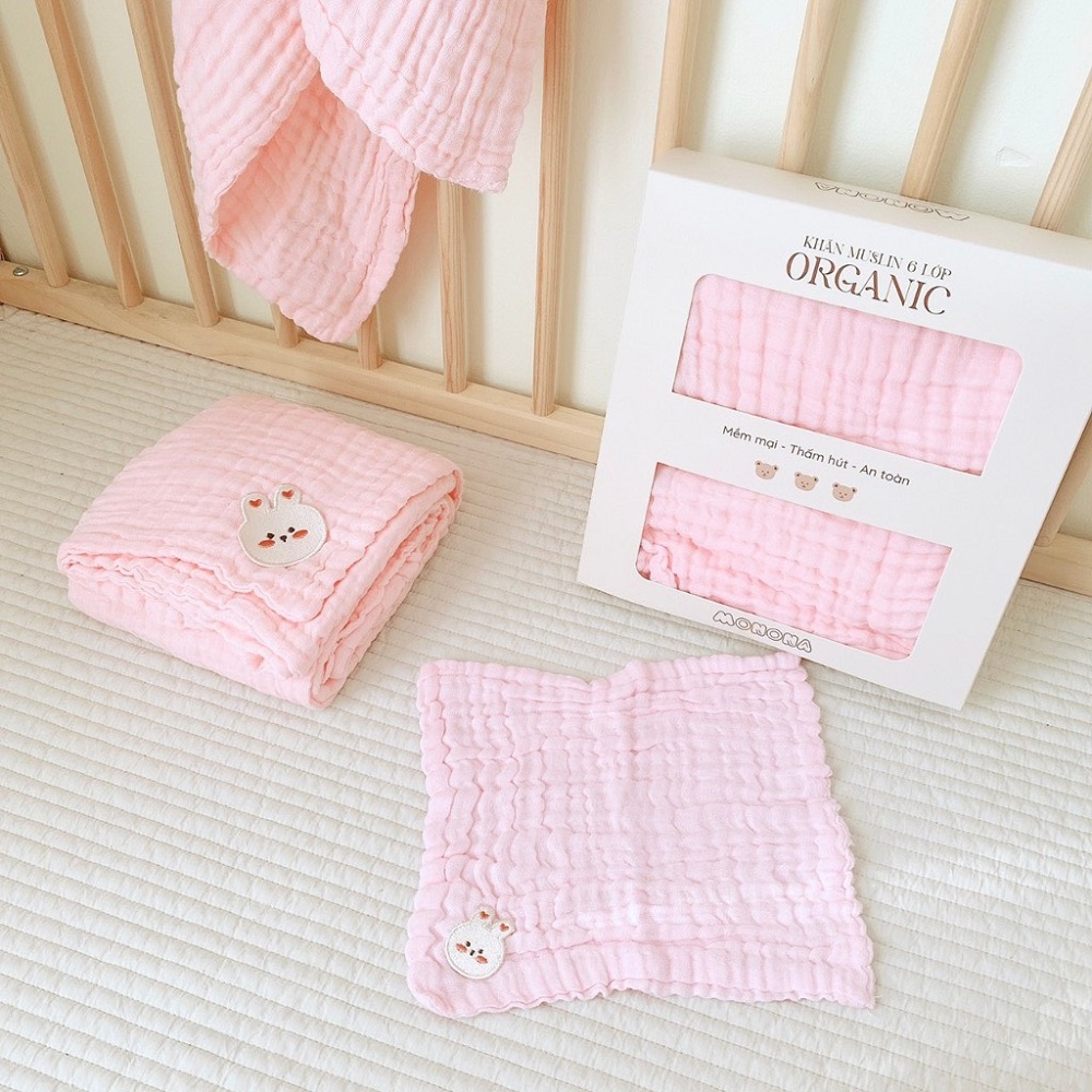 Khăn tắm cho bé chất xô nhăn 6 lớp Monona mềm mại, thấm hút tốt, màu xinh xắn
