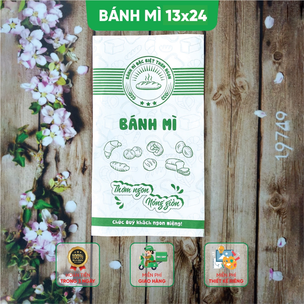 Combo 5000 Túi đựng bánh mì Pate - Túi bánh mì 13x24cm - Mẫu mới 2023 - Freeship Xtra - DD1302