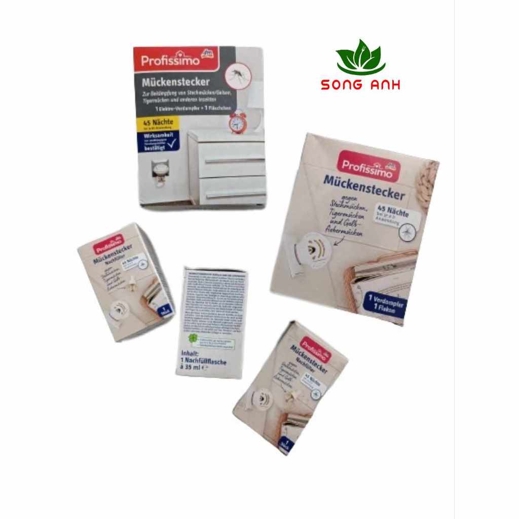 Bộ tinh dầu cắm điện đuổi muỗi Profissimo nội địa Đức cực kì hiệu quả với muỗi và cả kiến, ruồi...