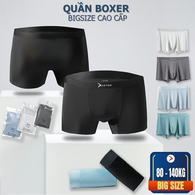 Quần Lót Nam Boxer Bigsize Size XL Đến 6XL AKYOO ,Mỏng Nhẹ Co Giãn Thoải Mái Thông Thoáng-SIP BX DEN-GHI-NHAT-XAM-XANH